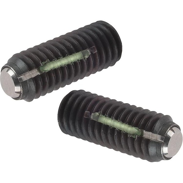 Ball-End Thrust Screw Wo Head, Long-Lok, Form:B Flat Ball, M12, L=16, 2, Carbon Steel